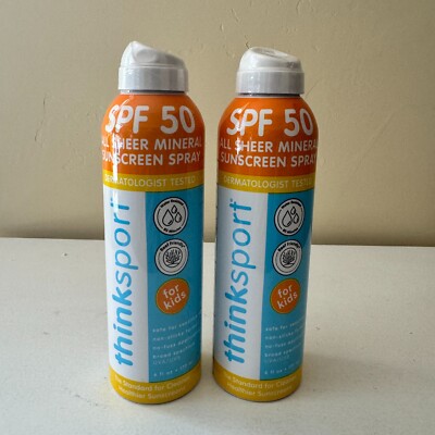 2 Thinksport Sunscreen Kids Spray All Sheer Mineral SPF50 EXP 05/2026 New