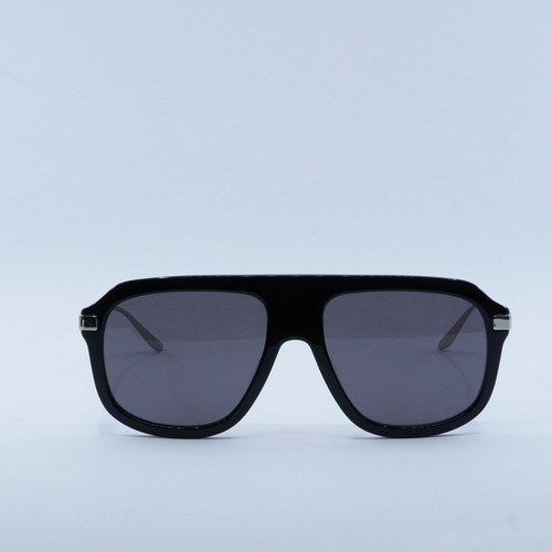 Pre-owned Gucci Gg1309s 005 Shiny Black/grey 57-17-145 Sunglasses Authentic In Gray