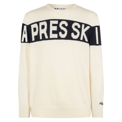 Pre-owned Mc2 Saint Barth Man Sweater With Après Ski Writing In White