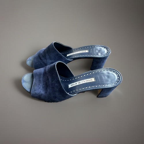 MANOLO BLAHNIK ネイビー ミュール※断捨離中値下げ可 MANOLO BLAHNIK ネイビー ミュール※断捨離中値下げ可