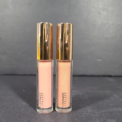 2x MAC Lipglass Lip Gloss Indoor Voices + Shhhh! .5 oz Ltd Edition Nude FS
