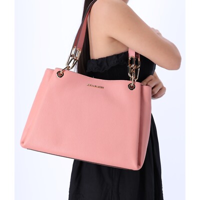 Michael Kors Trisha Large Triple Gusset Compartment Shoulder Tote Primrose Pink