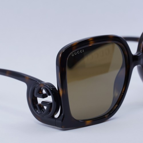 Pre-owned Gucci Gg1326s 007 Dark Havana/brown Mirror 58-19-140 Sunglasses Authentic