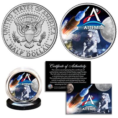 ARTEMIS NASA Space Moon Program Genuine JFK Kennedy Half Dollar U.S. Coin