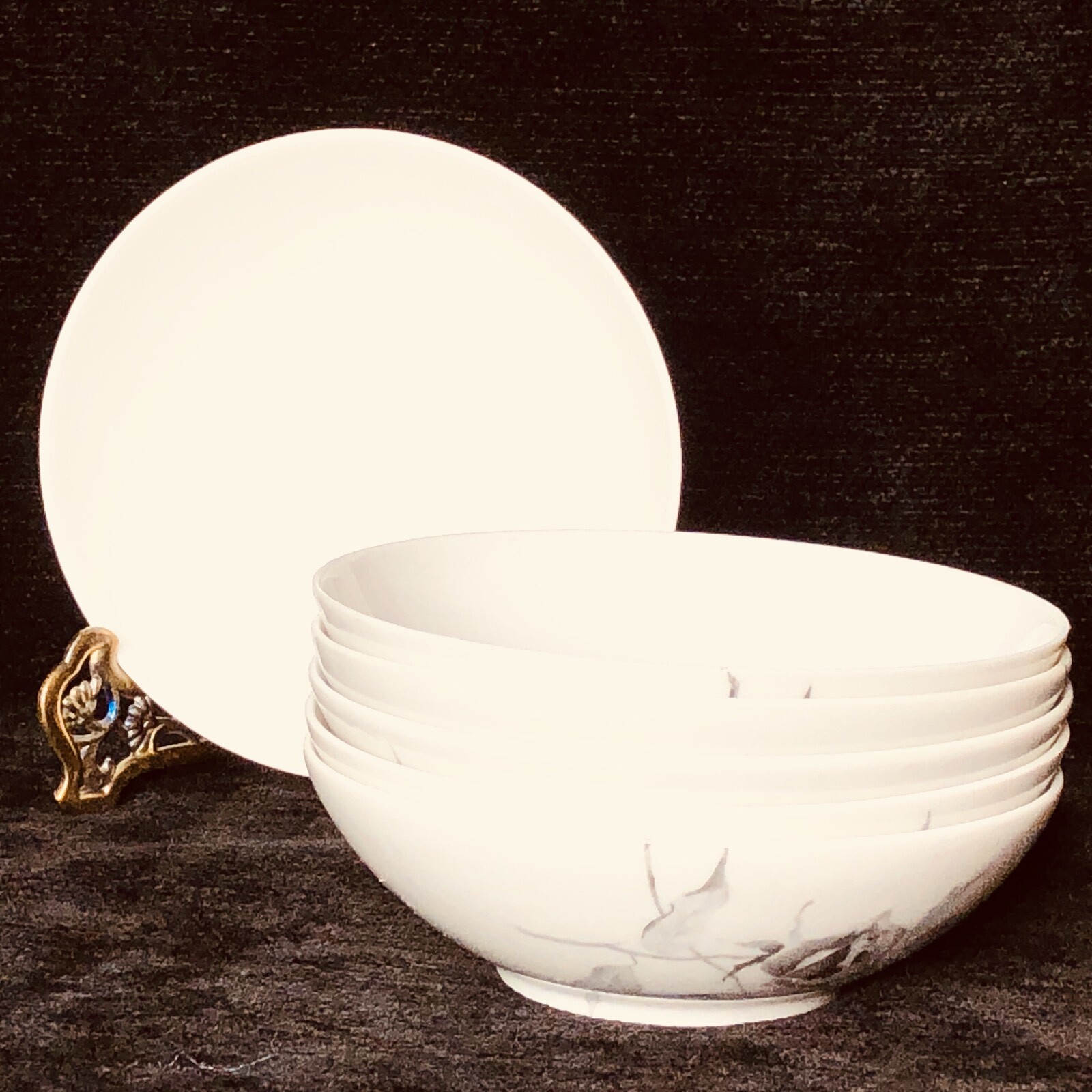 Lot of 6 Dessert Sauce Bowls Continental China Jet Rose Raymond Loewy