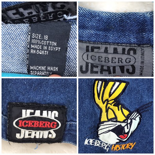 Vintage Iceberg Youth Sz 18 Denim Jacket With Bugs Bunny On Back *Flaws *Read