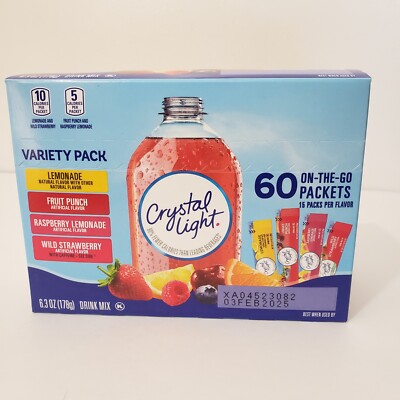Crystal Light 60 On-The-Go Packets, 15 Packs Per Flavor