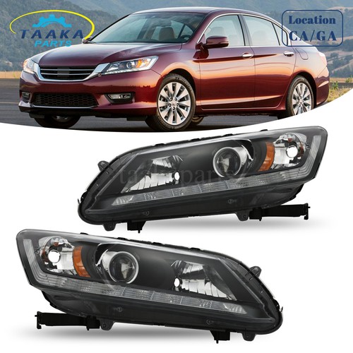 Fit For Honda Accord 2013-2015  Halogen Headlight Headlamp W/LED DRL
