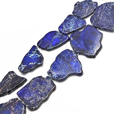 Dark Blue Sea Sediment Jasper Freeform Slab Slice Beads 30x40mm 15.5'' Strand