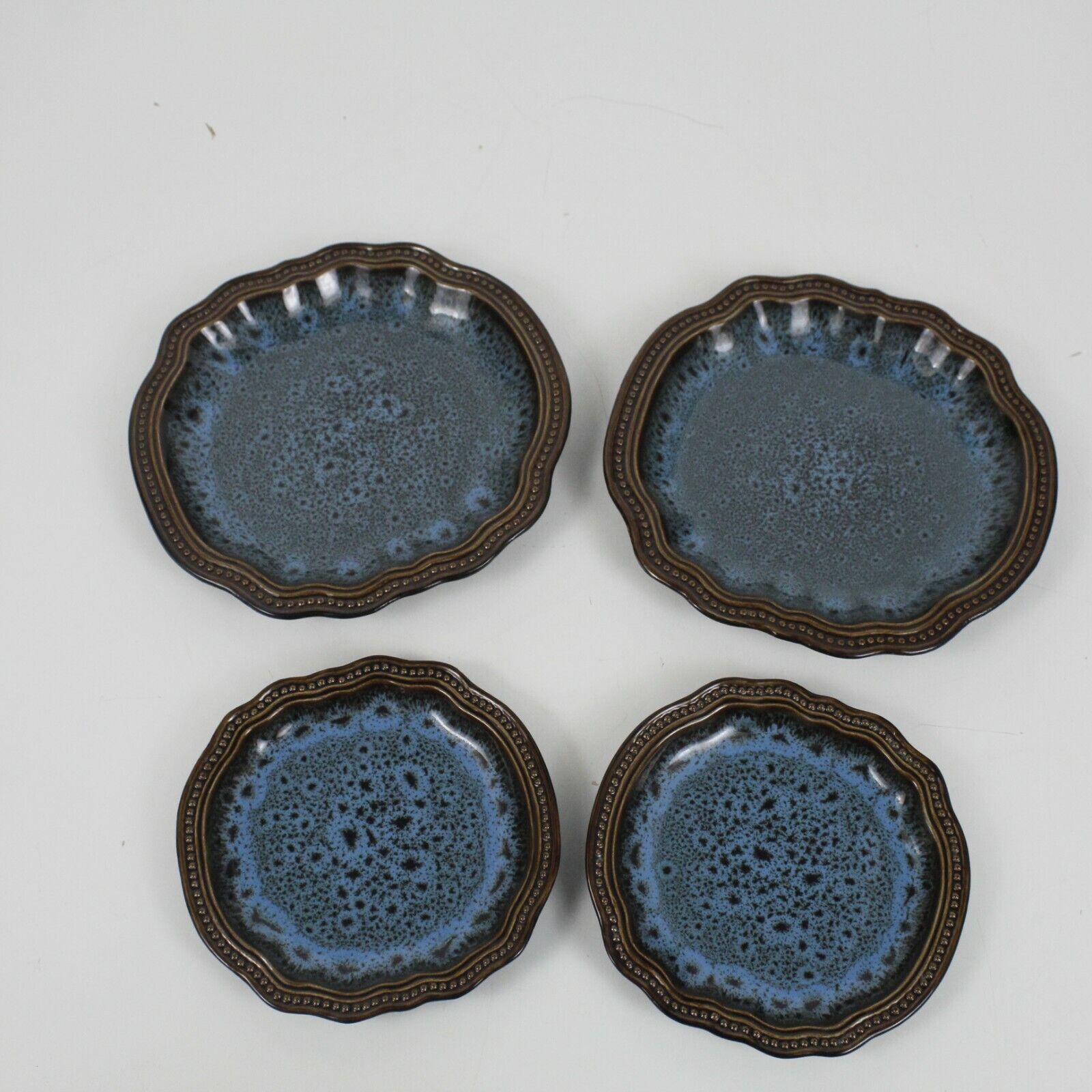 Elama Mystic Waves Ocean Blue Stoneware Dinnerware Plates  7