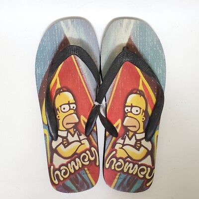 The Simpsons Mens 9-10 Homer Homey Flip Flop Thong Sandals Shoes Comic 