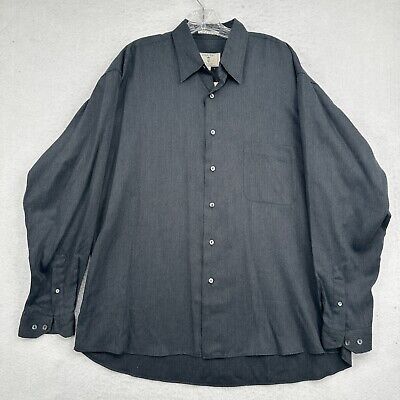 Burma Bibas Shirt Mens Large Gray Button Up Tencel Blend Long Sleeve Casual Dark