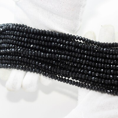 Natural Black Spinel Faceted Rondelle Beads Loose Gemstone Jewelry Making 6mm