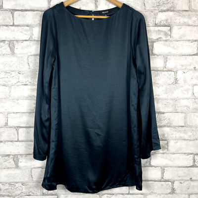 MADEWELL NWT Women's Satin Woven Smoky Spruce Mini Dress sz SMALL NO108