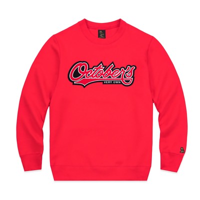 Pre-owned Own October's Very  Ovo October Script Crewneck Sweatshirt Red Small Drake