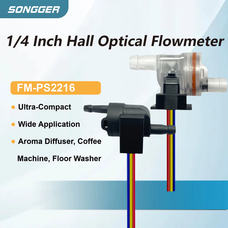 FM-PS2216 1/4" Micro Water Flow Sensor 5V Optical Flow Meter 40-150ml/min for Ar