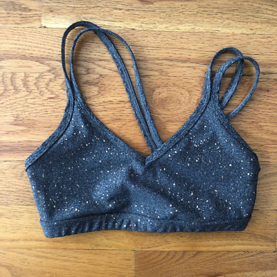 Beyond Yoga Double Back Alloy Speckled Bra Gray Rose Gold Size XS