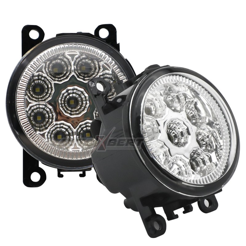 円形ホワイトベースライト Pair LED Clear Front Lens Bumper Fog Light Lamps Assembly for