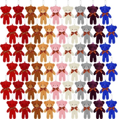 51 Packs Mini Teddy Bear Toy Plush Stuffed Tiny Bear Doll for DIY Keychain