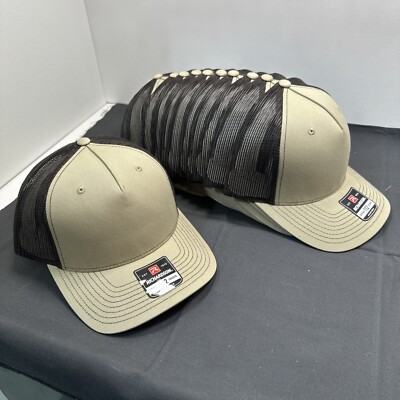 Lot Of 12 Richardson 112 5 Panel Mesh Trucker Hat Tan And Dark Brown