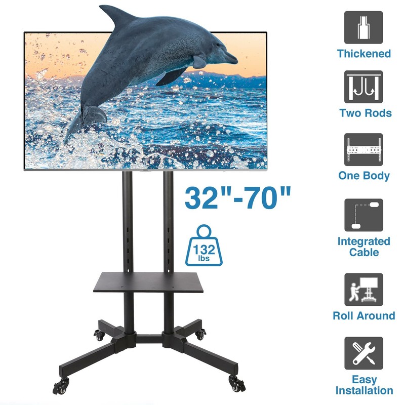 Mobile Cart With Storage Shelf For 32 37 40 42 46 47 50 55 6