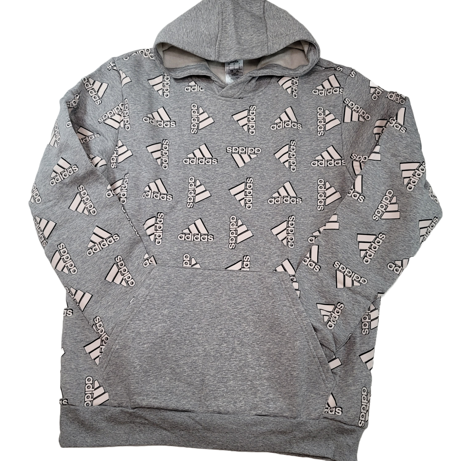 Adidas Men s All Over Print Fleece Hoodie Grey L