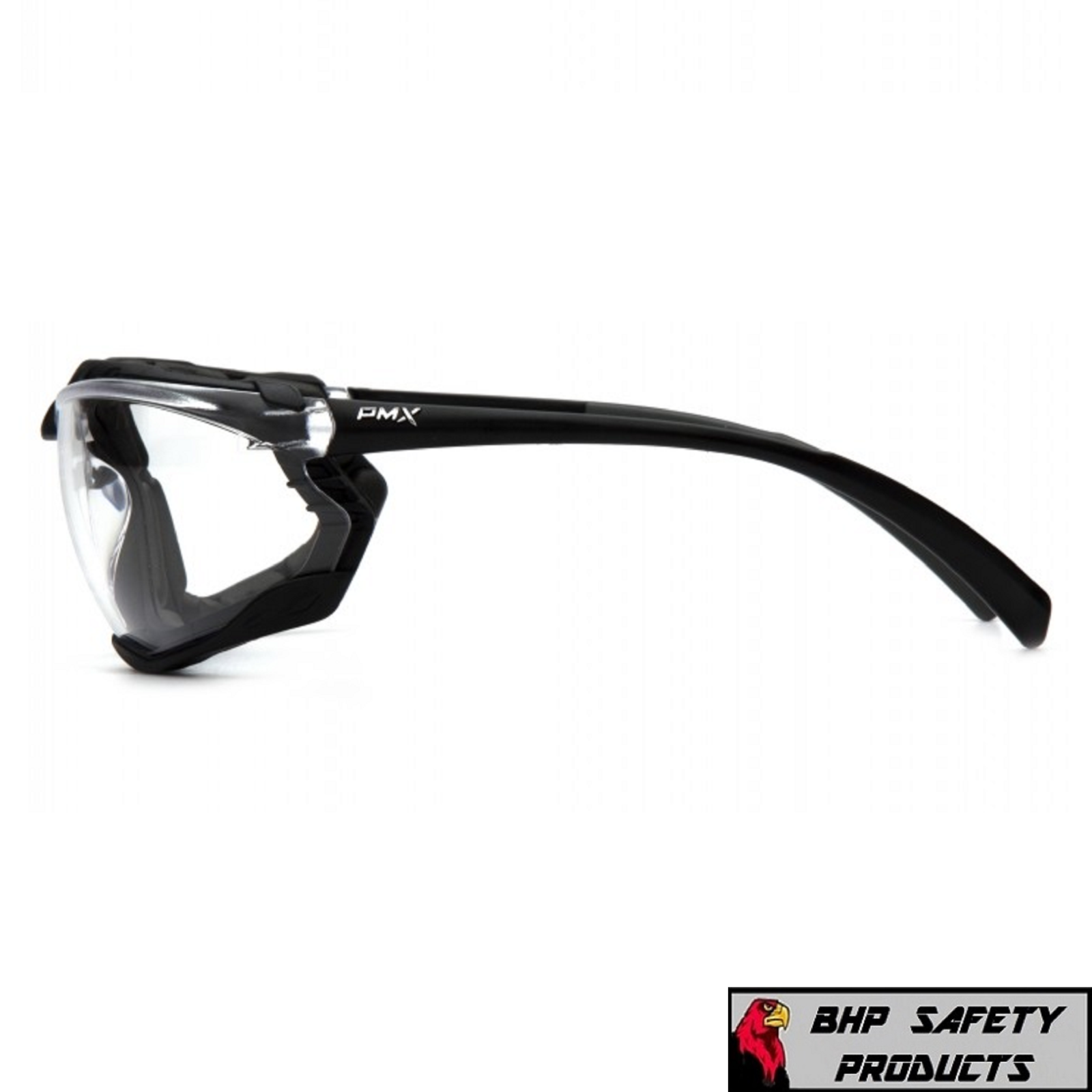 Pyramex Proximity Safety Glasses Foam Padded Black Frame Clear Anti-Fog Lens