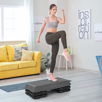 28'' Adjustable Aerobic Stepper Step Platform W/4 Riser Exercise Workout Stepper