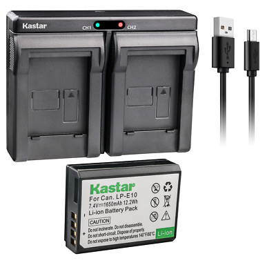 Kastar Battery Dual Charger for Canon LP-E10 LC-E10 & Canon EOS Rebel T6 Camera