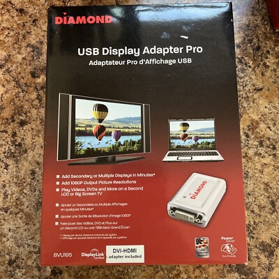 Diamond USB External Video Display Adapter (BVU195) B3 New In box