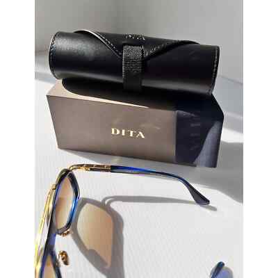 Pre-owned Dita Lxn-evo Dts403-a-03 Blue Swirl Yellow Gold Brown Gradient Lens Sunglasses