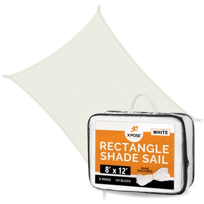 Sun Shade sail 8' x 12' White Rectangle