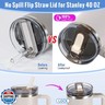 ANTAND 40oz Flip Straw Leak Proof Lid for Stanley Cup Accessories, 2 Pack No Spill Lid Replacement 40 oz Tumbler Detachable Cover Topper for Stanley Protour Lids(Quartz,Quartz)