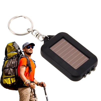 2x Mini Flashlight Solar Charging Key Chain Mini LED Keychain Flashlight Outdoor