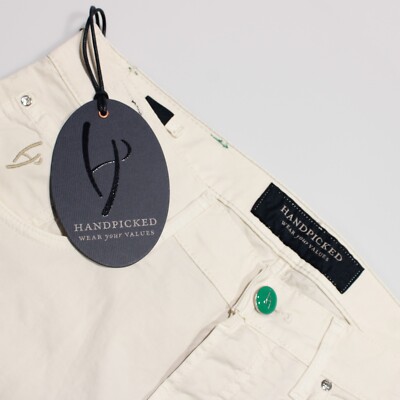 Handpicked NWT 5 Pocket Jean Cut Pants Size 32 US In Solid Beige Cotton Blend