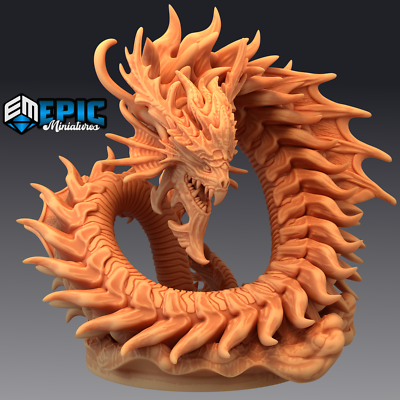 LEVIATHAN, Dungeons and Dragons Miniature, Fantasy Water Demon Serpent Ocean God