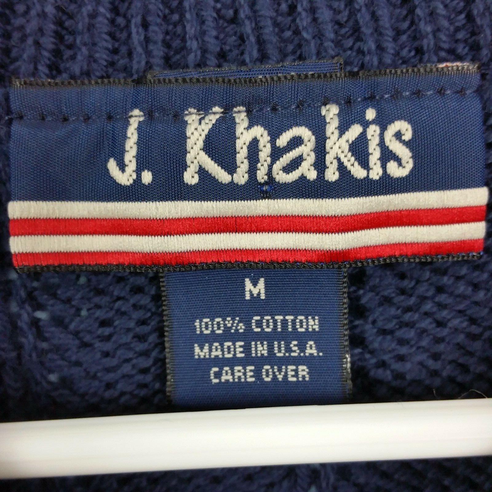 J.Khaki Boys Medium Navy Long Sleeve Pullover Cable Crew Neck Sweater