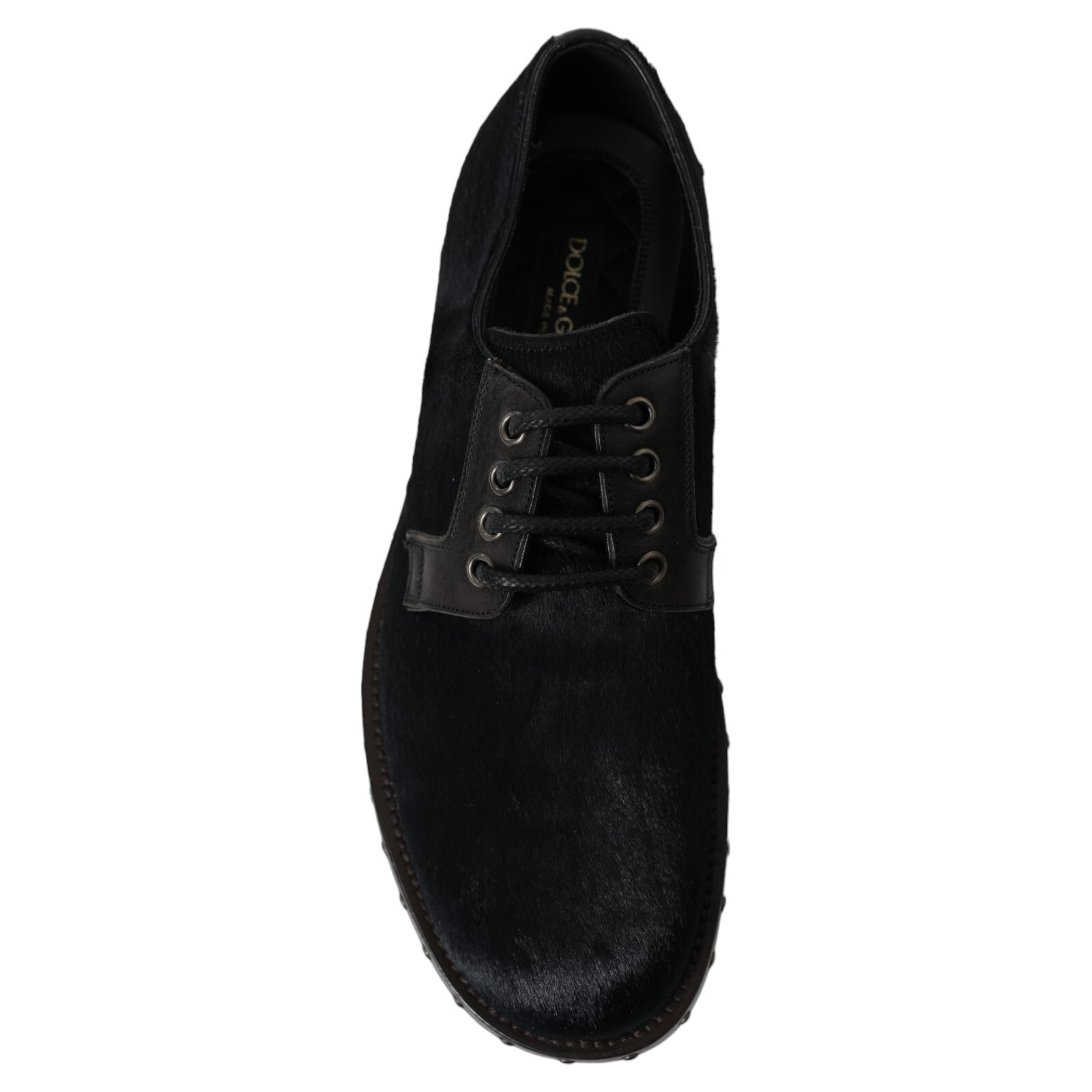 Pre-owned Dolce & Gabbana Shoes Dress San Pietro Black Stable Fur Derby Eu42 /us9 1120usd