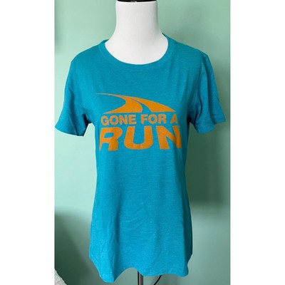 Gone for a Run tshirt - womens size XL - teal / orange - maybe for a large?