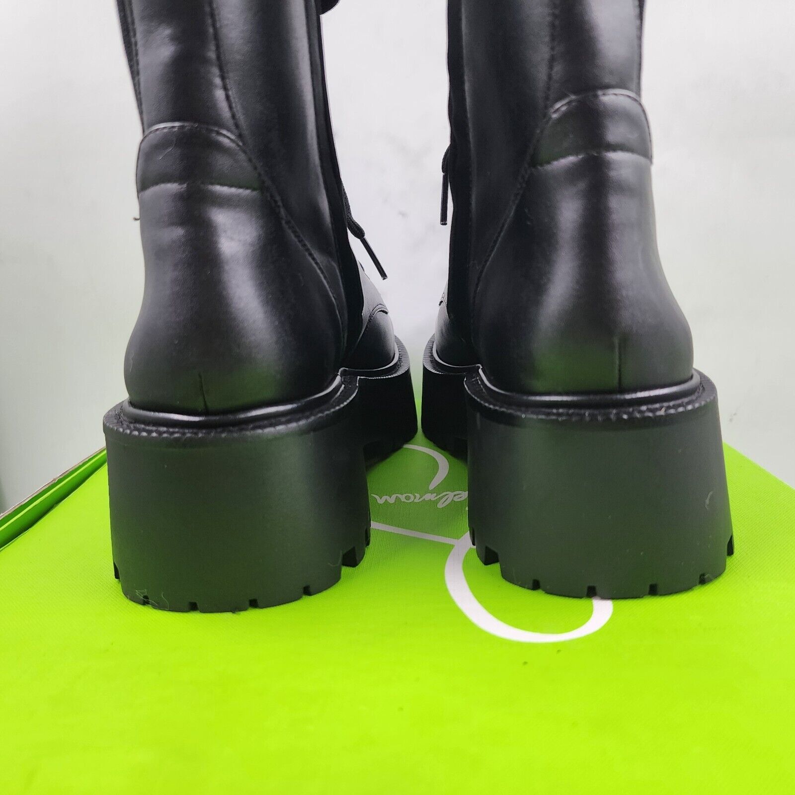 Sam Edelman Evina Lace-Up Knit Combat Boots Women's 5.5M Black Side Zip Closure - Picture 7 of 17