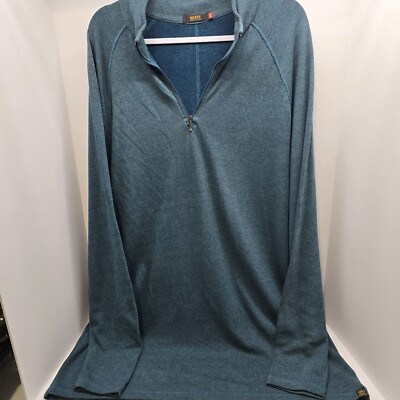 Agave Men's Size 2XLT Heathered Blue Long Sleeve Pullover V-Neck Super Soft