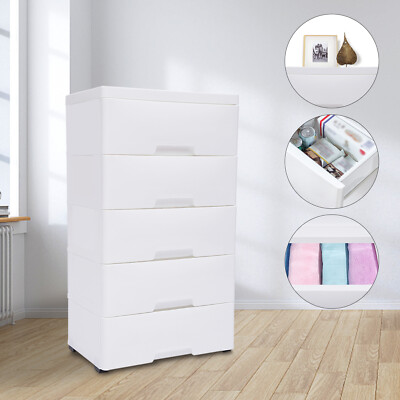 5 Drawers Plastic Storage Cabinet Detachable Drawer Tower Case Clothes Organizer