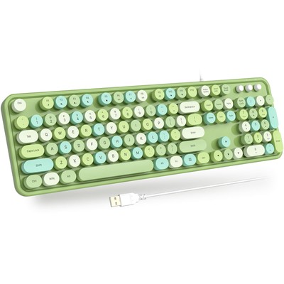 Computer Keyboard Wired Plug Play USB Keyboard with Large Number Pad Caps Ind...