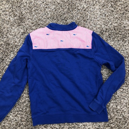 Vineyard Vines Shep Shirt Youth Blue / Pink Large 1/2 Zip Pullover Warm Sz 14