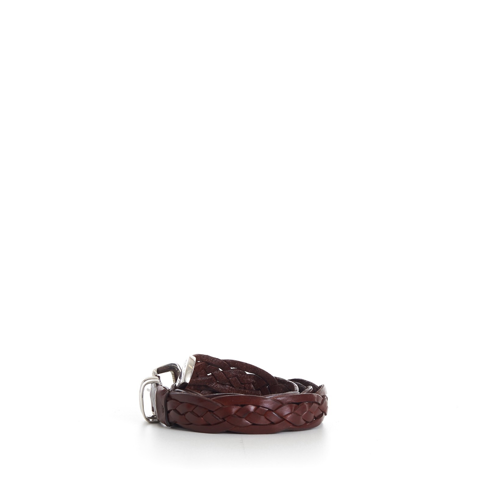 Pre-owned Brunello Cucinelli 1150$ Brown Braided Leather Dress Belt - Engraved Buckle Tip