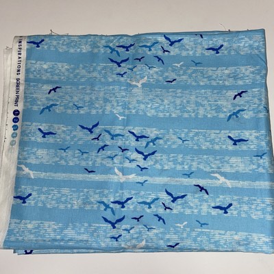 WAVERLY Inspirations Blue Seagull Birds Screen Print 1 YD Cotton 43 x 36