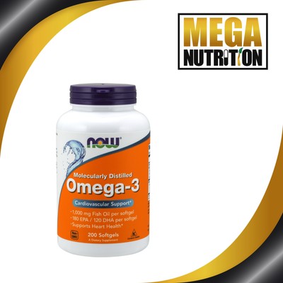NOW Foods Omega-3 180 EPA / 120 DHA 200 Kapseln | Fischöle Kardio Gehirnfunktion