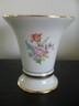 Royal Dux Porcelain Floral Gold Ringed Trumpet Vase Urn
