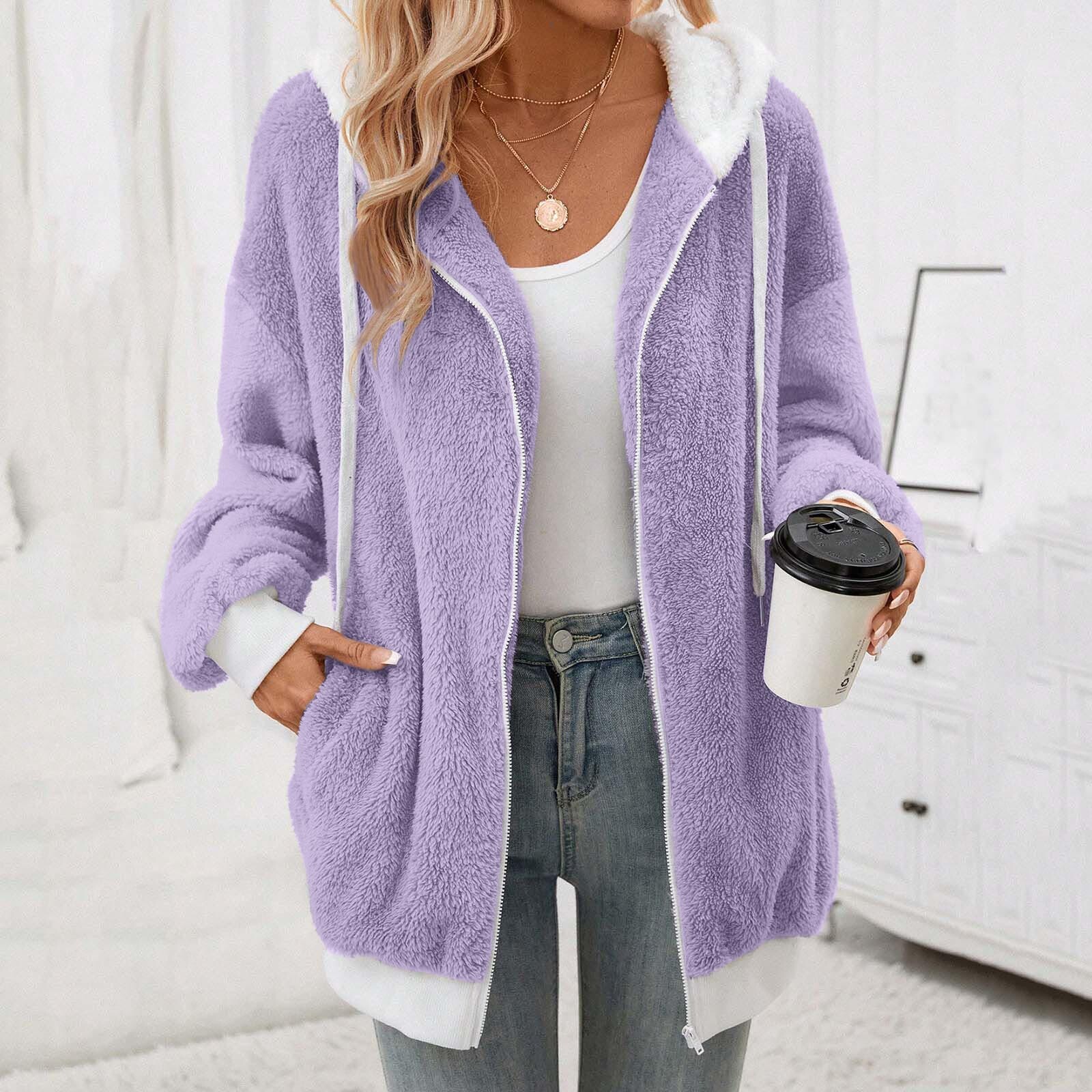 Womens Teddy Bear Hooded Jacket Winter Fluffy Oversized Hoodies Jumper Coat Tops