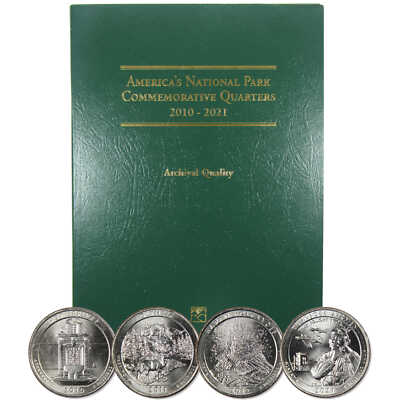2010-2021 National Park Quarter 56 Coin Set BU Clad 25c with Folder